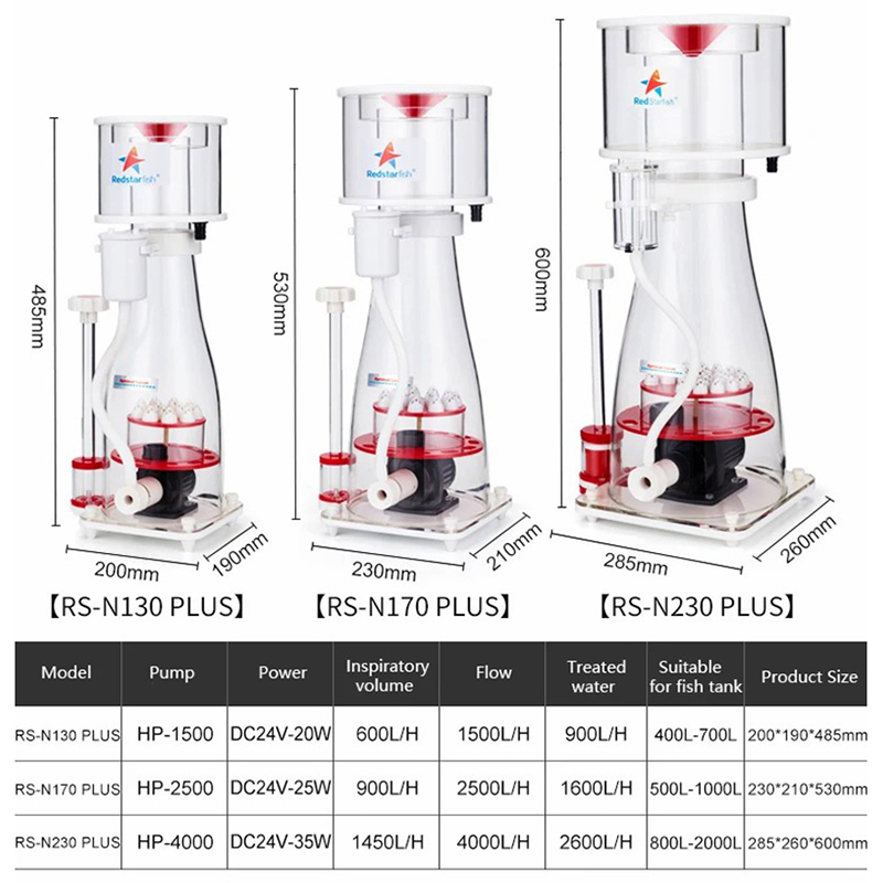 Protein Skimmer Reef - Skimmer proteinowy do akwarium 110-240V Red