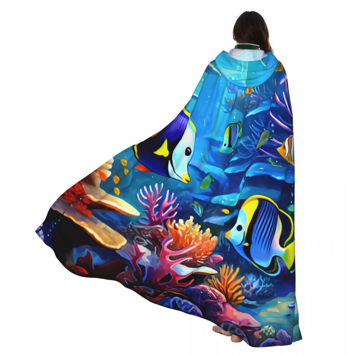 Aquarium Queen Fish - Peleryna Unisex Wiedźma Impreza Dwustronna z