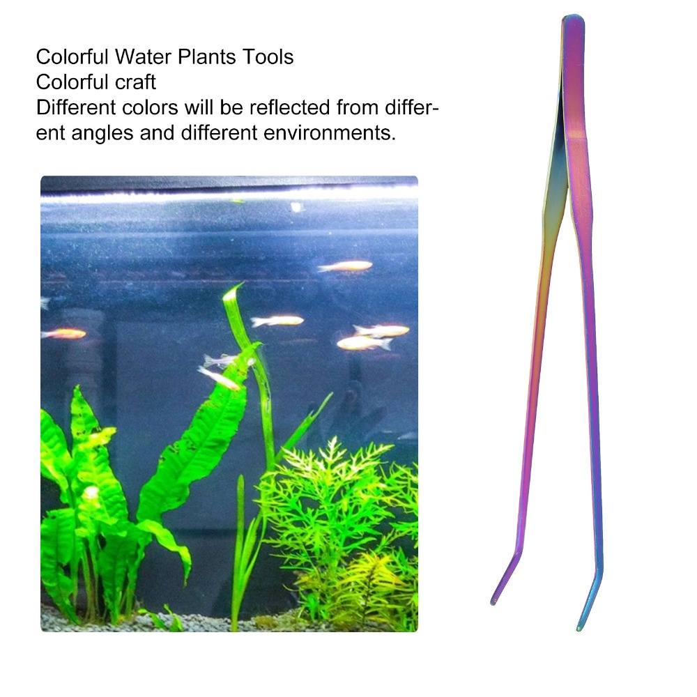 Aquarium Fish Rainbow - Pęseta akwariowa ze stali nierdzewnej, długa,