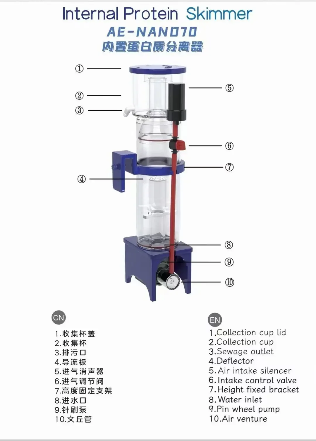 110-240V Aqua Excel Nano 40D 5 – Protein Skimmer Reef recenzja i cena
